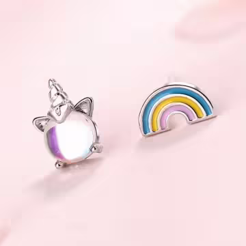 925銀針×彩虹極光獨角獸×耳針