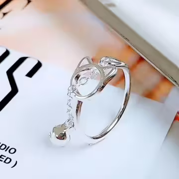 925銀飾×貓咪鈴鐺×開口戒指