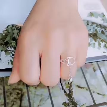 925銀飾×貓咪鈴鐺×開口戒指