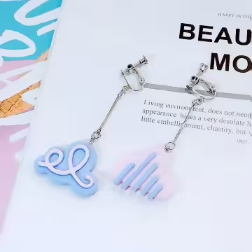 棉花糖彩色雲×螺旋耳夾