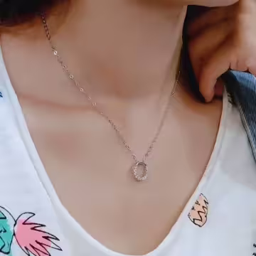 925銀飾×鏤空晶鑽圓環×鎖骨項鍊