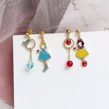 童話灰姑娘與玻璃鞋×不對稱吊墜耳環