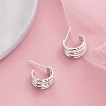 925銀針×彎彎三條線×耳針