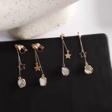 星星琉璃貓眼石×不對稱吊墜耳環