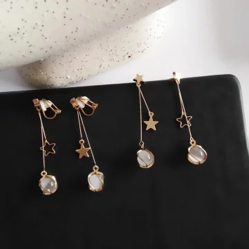 星星琉璃貓眼石×不對稱三角耳夾.avif
