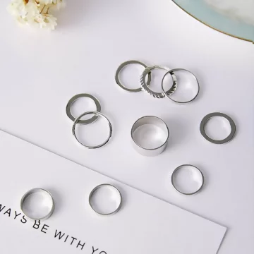 寬環細環×十套件戒指組×銀色.avif