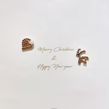 晶鑽小鹿與珍珠帽×不對稱耳環