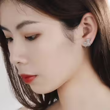 蝴蝶結圓晶鑽×U型耳骨耳夾