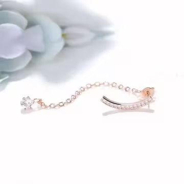 弧線流蘇垂鑽×後掛式吊墜耳環