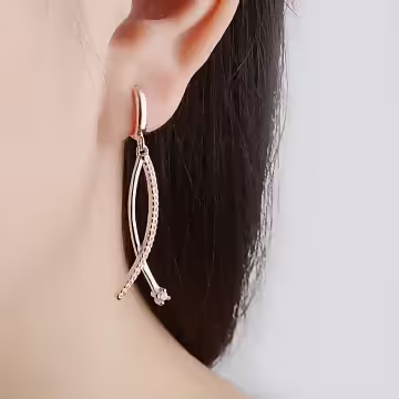 交叉魚型晶鑽×吊墜耳扣