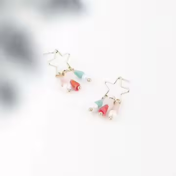 星星繽彩晶柱×吊墜耳針