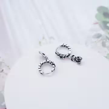 星星小熊愛心×不對稱吊墜耳扣