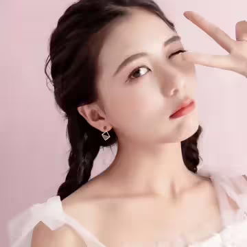 925銀針×琥珀咖鏤空菱形×耳針