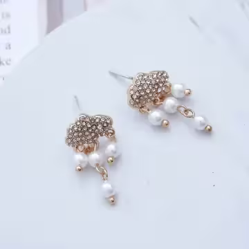 晶鑽雲朵珍珠雨×吊墜耳環
