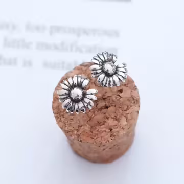 925銀針×復古雛菊小花×耳針
