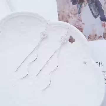 925銀針×櫻花波浪麻花直桿×流蘇耳勾