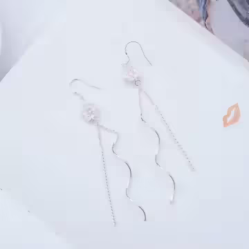 925銀針×櫻花波浪麻花直桿×流蘇耳勾