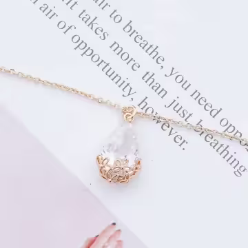 法式花紋水滴晶鑽×鎖骨項鍊