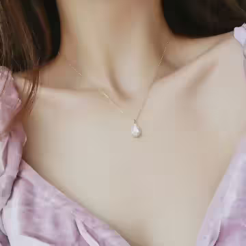 法式花紋水滴晶鑽×鎖骨項鍊