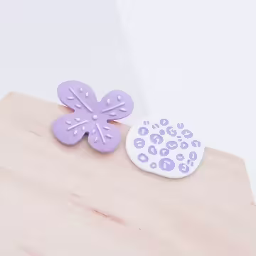 紫花與蓮藕&times;不對稱吊墜耳環
