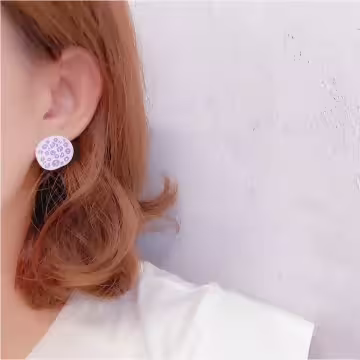 紫花與蓮藕&times;不對稱吊墜耳環