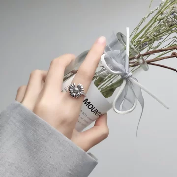 925銀飾×復古雛菊小花×開口戒指.avif
