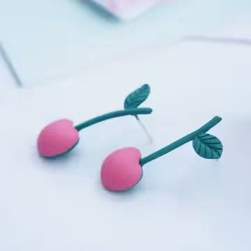 粉紅小櫻桃×吊墜耳環