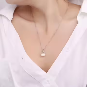 925銀飾×清透蘋果貓眼石×鎖骨項鍊