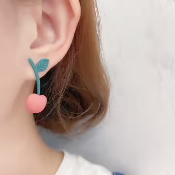粉紅小櫻桃×吊墜耳環