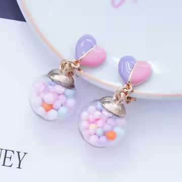 繽樂愛心糖果圓珠&times;吊墜耳環