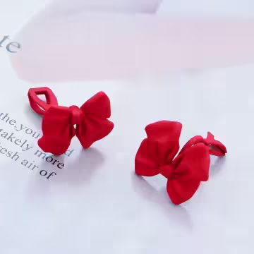 公主紅蝴蝶領結×三角耳夾