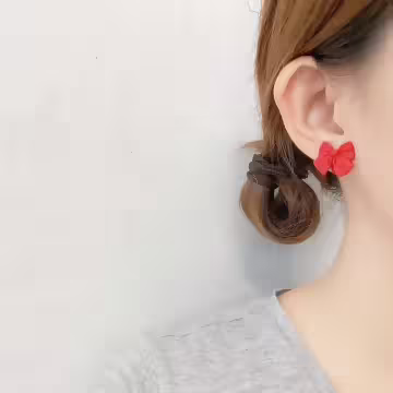 公主紅蝴蝶領結×三角耳夾