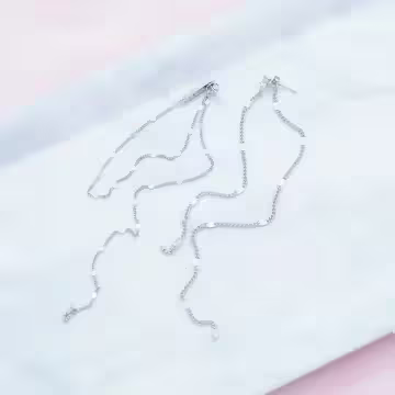 排鑽超長鍊條×後掛式不對稱耳環