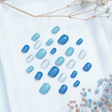 蔚藍系銀蔥亮面×穿戴式手指甲片×二十四入 .avif