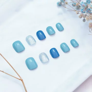蔚藍系銀蔥亮面×穿戴式手指甲片×二十四入 .avif