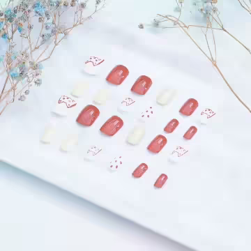 米磚色萌貓亮面×穿戴式手指甲片×二十四入