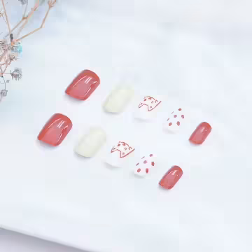 米磚色萌貓亮面×穿戴式手指甲片×二十四入