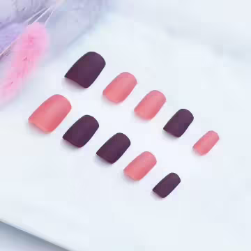 粉磚咖色撞色霧面×穿戴式手指甲片×二十四入 