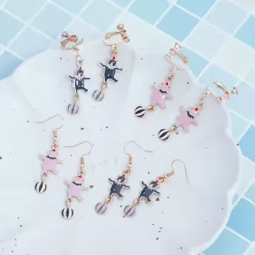 馬戲團小熊×吊墜螺旋耳夾×共二色