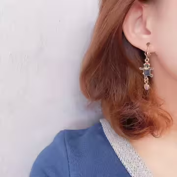 馬戲團小熊×吊墜螺旋耳夾×共二色