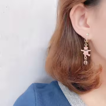 馬戲團小熊×吊墜螺旋耳夾×共二色