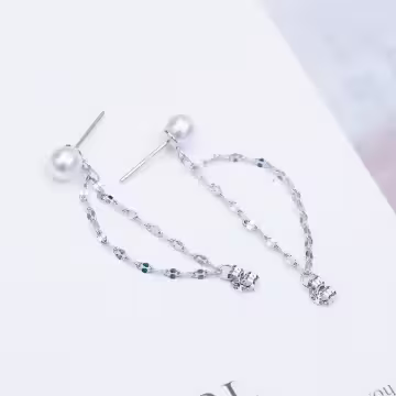925銀針×小珍珠鍊條×後掛式耳針