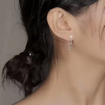 925銀針×小珍珠鍊條×後掛式耳針