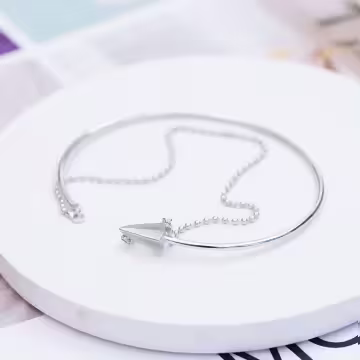 925銀飾×紙飛機雙層珠鍊×開口手環