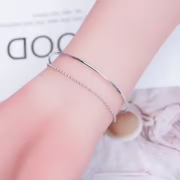 925銀飾×紙飛機雙層珠鍊×開口手環