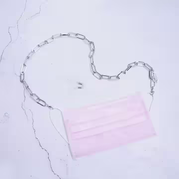 銀色個性大鍊子×無線耳機眼鏡口罩防丟項鍊