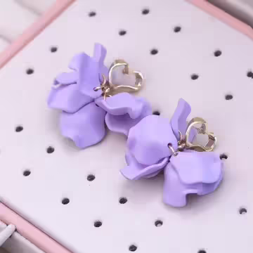 愛心紫花裙擺&times;吊墜耳環