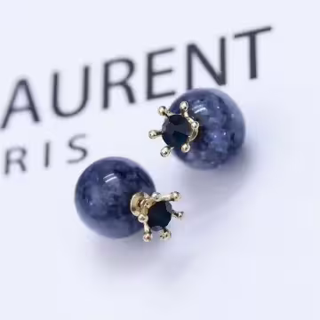 藍裂冰晶皇冠×後掛式耳環