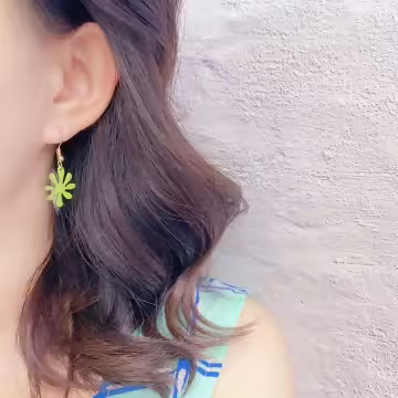 棕梠小綠葉×吊墜耳勾