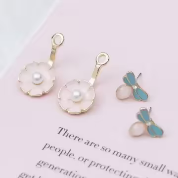 蜜蜂採花小雛菊×後掛式吊墜耳環